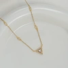 A golden full-diamond triangular geometric necklace with a diamond-encrusted pendant, a light luxury collarbone chain necklace for women Specification image